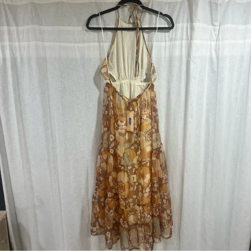 Who I Am Arisaema Brown Yellow Floral Maxi Dress